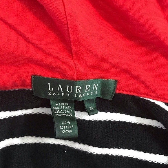 Lauren Ralph Lauren Black White Striped Pullov T98 - Picture 4 of 4